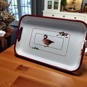 Vintage Christmas Goose Plastic Serving Tray